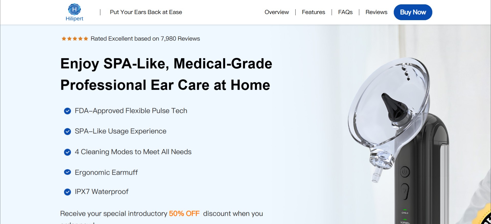 Hilipert EarClean Pro · CTC $84.99 · Accepts Paypal · Including Checkout Event Tracking · (eCommerce / Product)