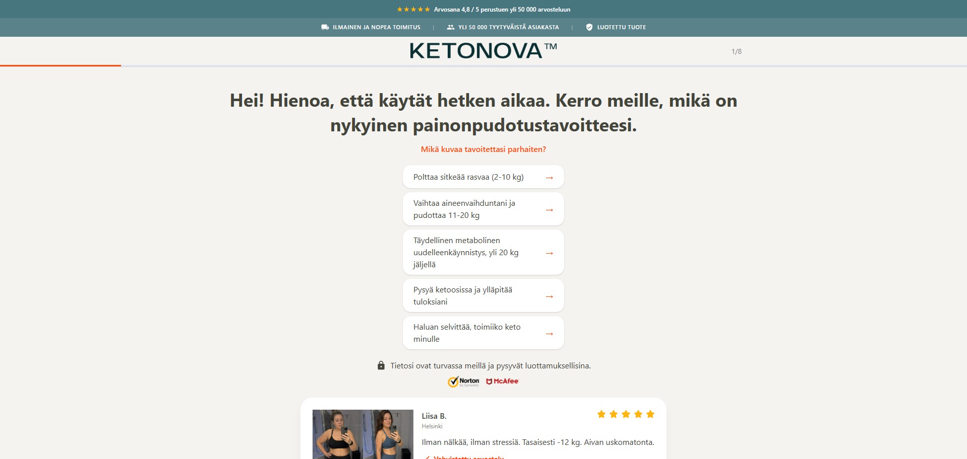 Ketonova Keto · Finnish Page · (Nutra / Diet)
