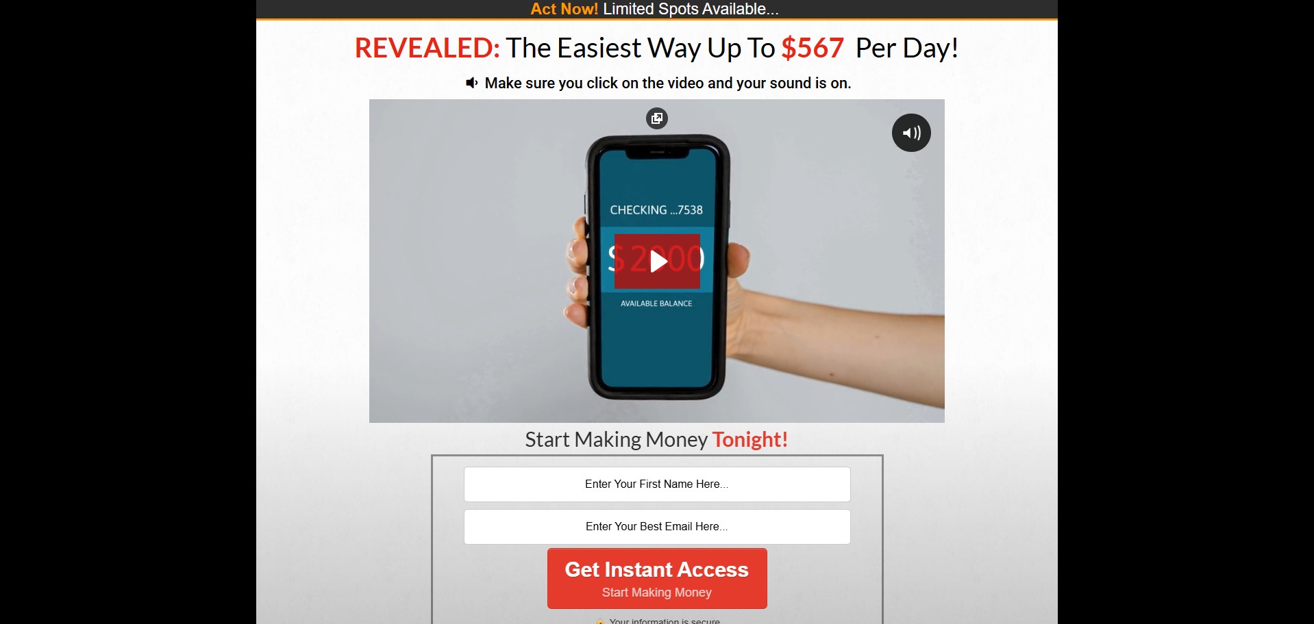 Automated Cash Sites · CTC $37.00 · VSL · (Biz Opp)