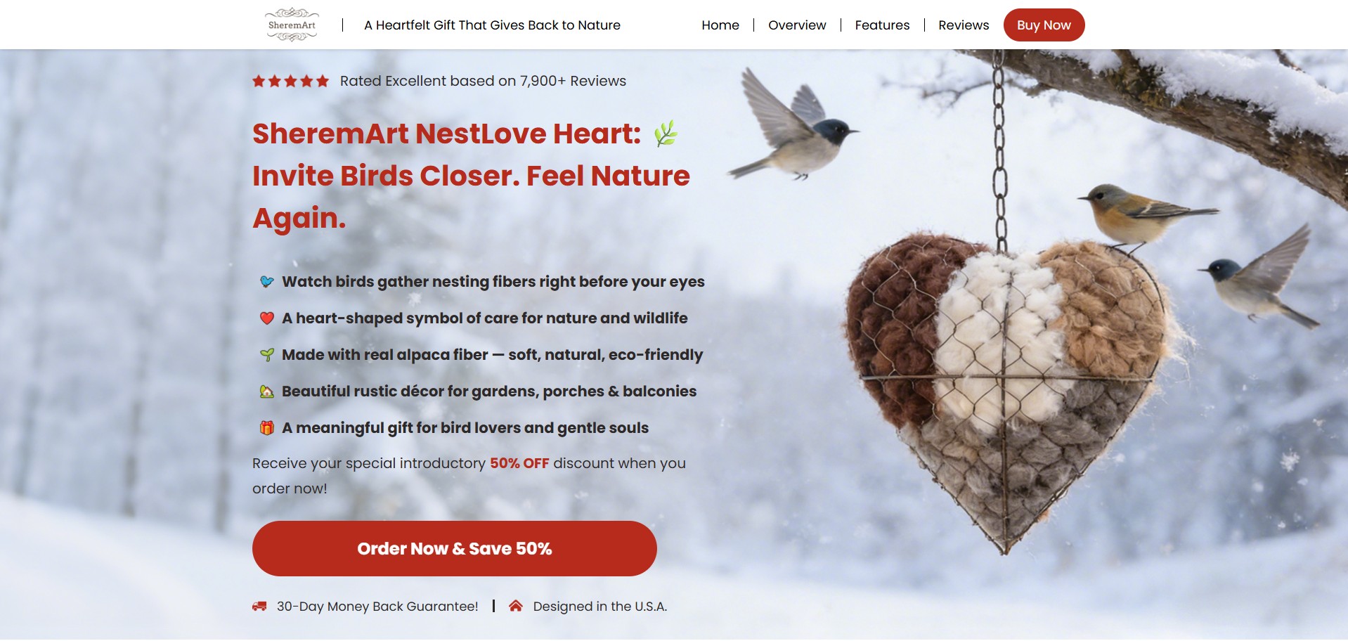 SheremArt NestLove Heart · CTC $49.99 · Accepts Paypal · Including Checkout Event Tracking · (eCommerce / Product)