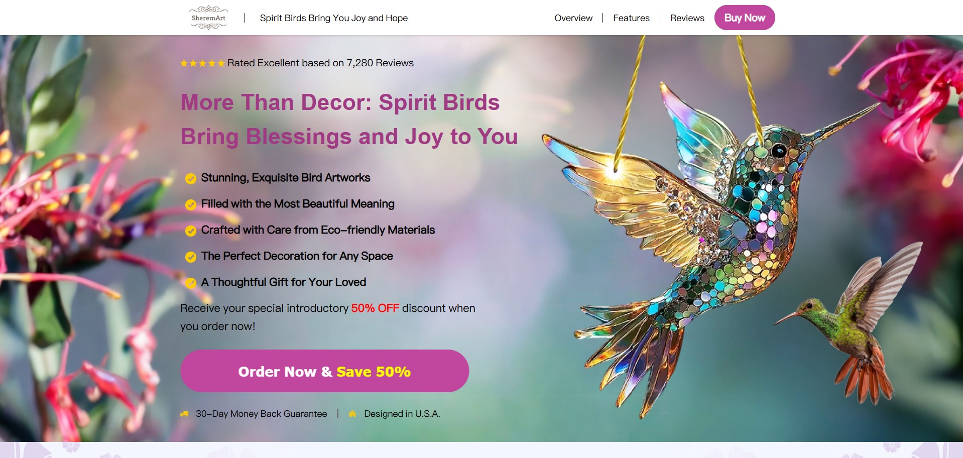 SheremArt Spirit Birds · CTC $44.99 · Accepts Paypal · Including Checkout Event Tracking · (eCommerce / Product)