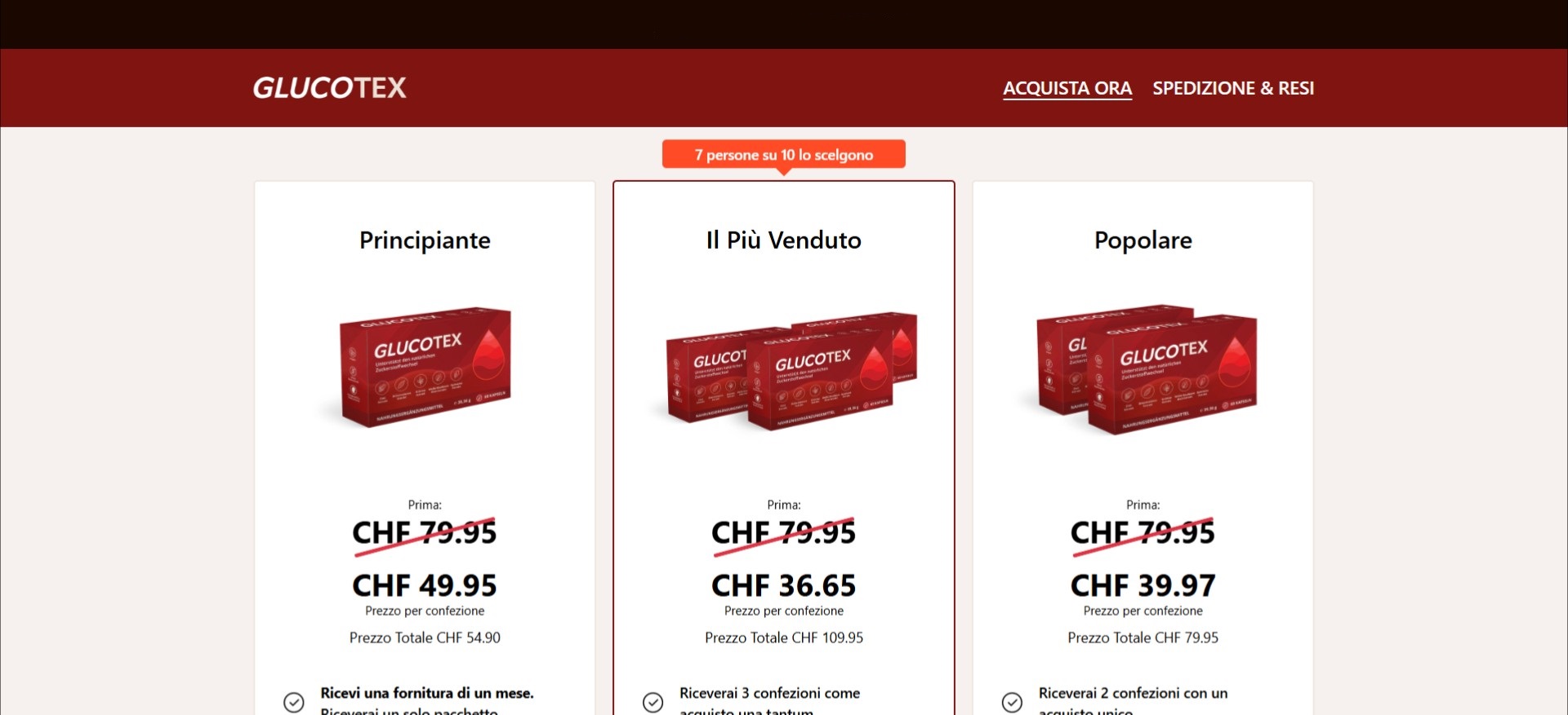 Glucotex · Best Funnel · Italian Page · Direct Checkout Link · Including Checkout Event Tracking · (Health)
