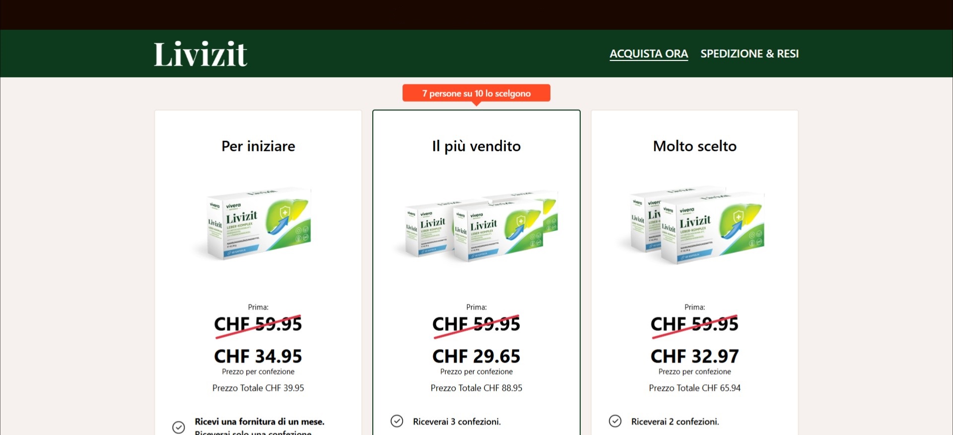 Vivera Livizit · Best Funnel · Italian Page · Direct Checkout Link · Including Checkout Event Tracking · (Health)