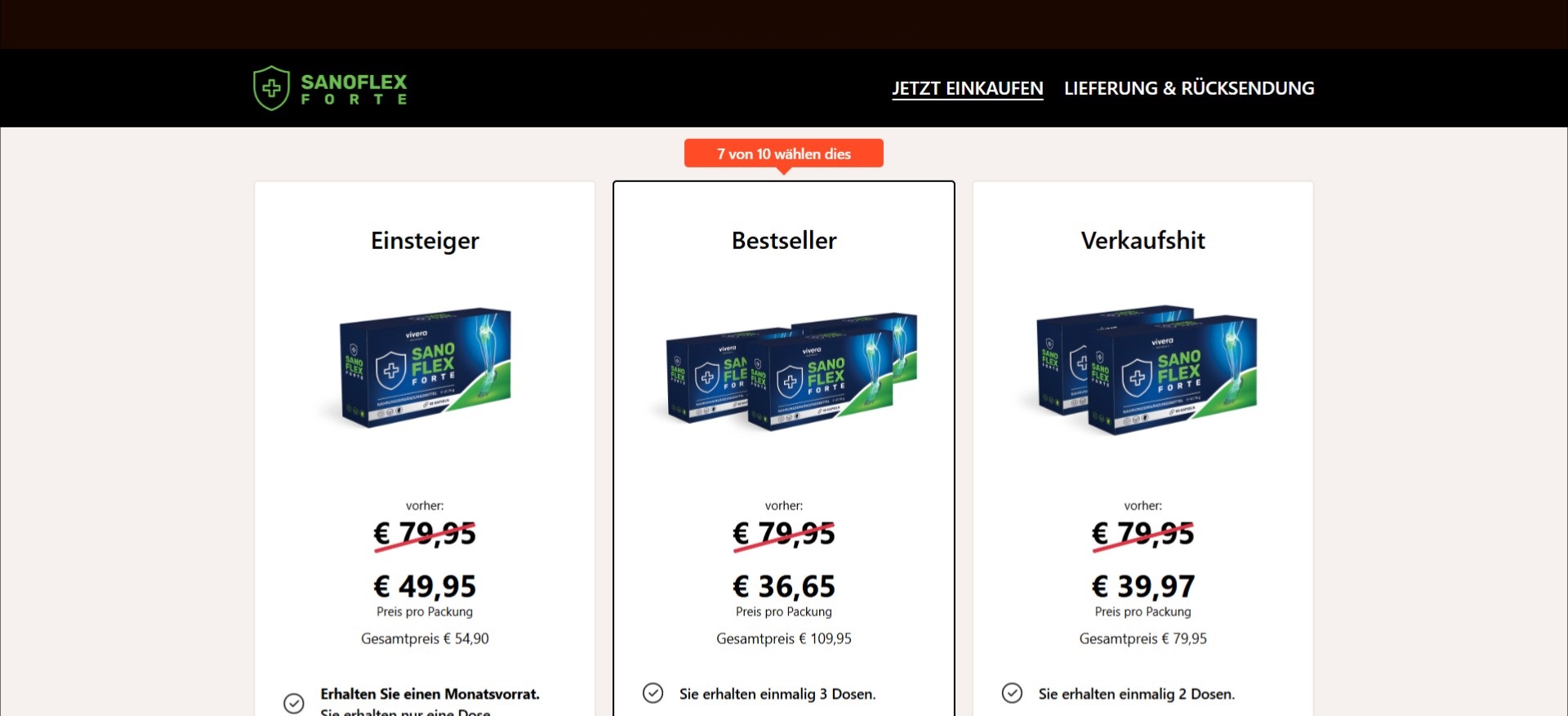 Vivera SanoFlex Forte · Best Funnel · German Page · Direct Checkout Link · Including Checkout Event Tracking · (Health)
