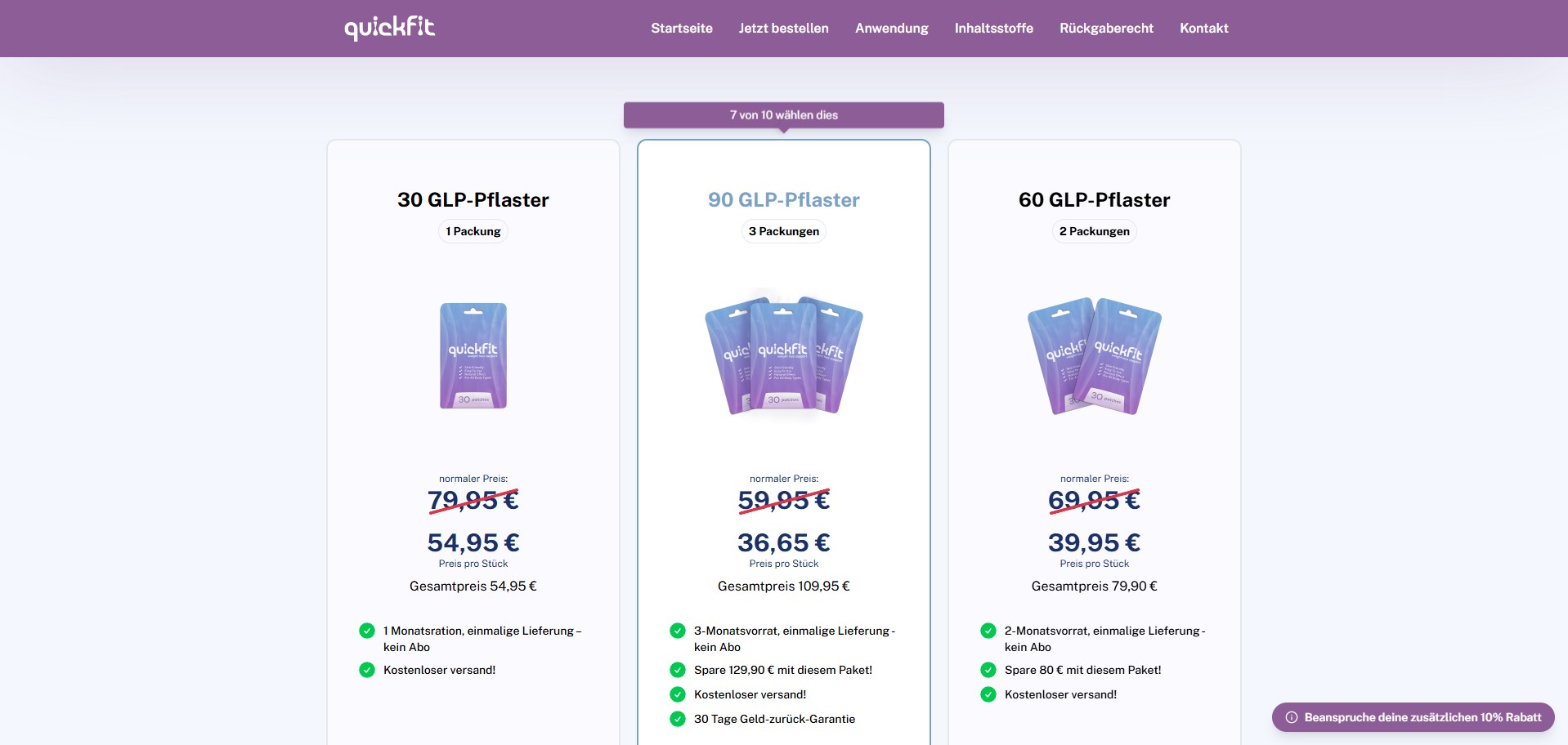Quickfit Berberine Patch · German Page · Direct Checkout Link · Including Checkout Event Tracking · (Nutra / Diet)
