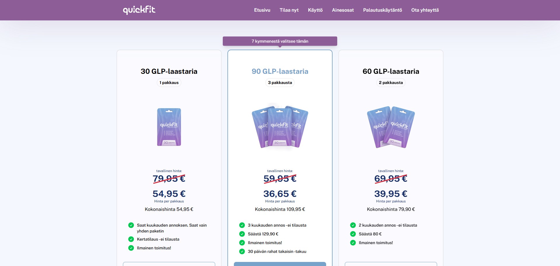 Quickfit Berberine Patch · Finnish Page · Direct Checkout Link · Including Checkout Event Tracking · (Nutra / Diet)