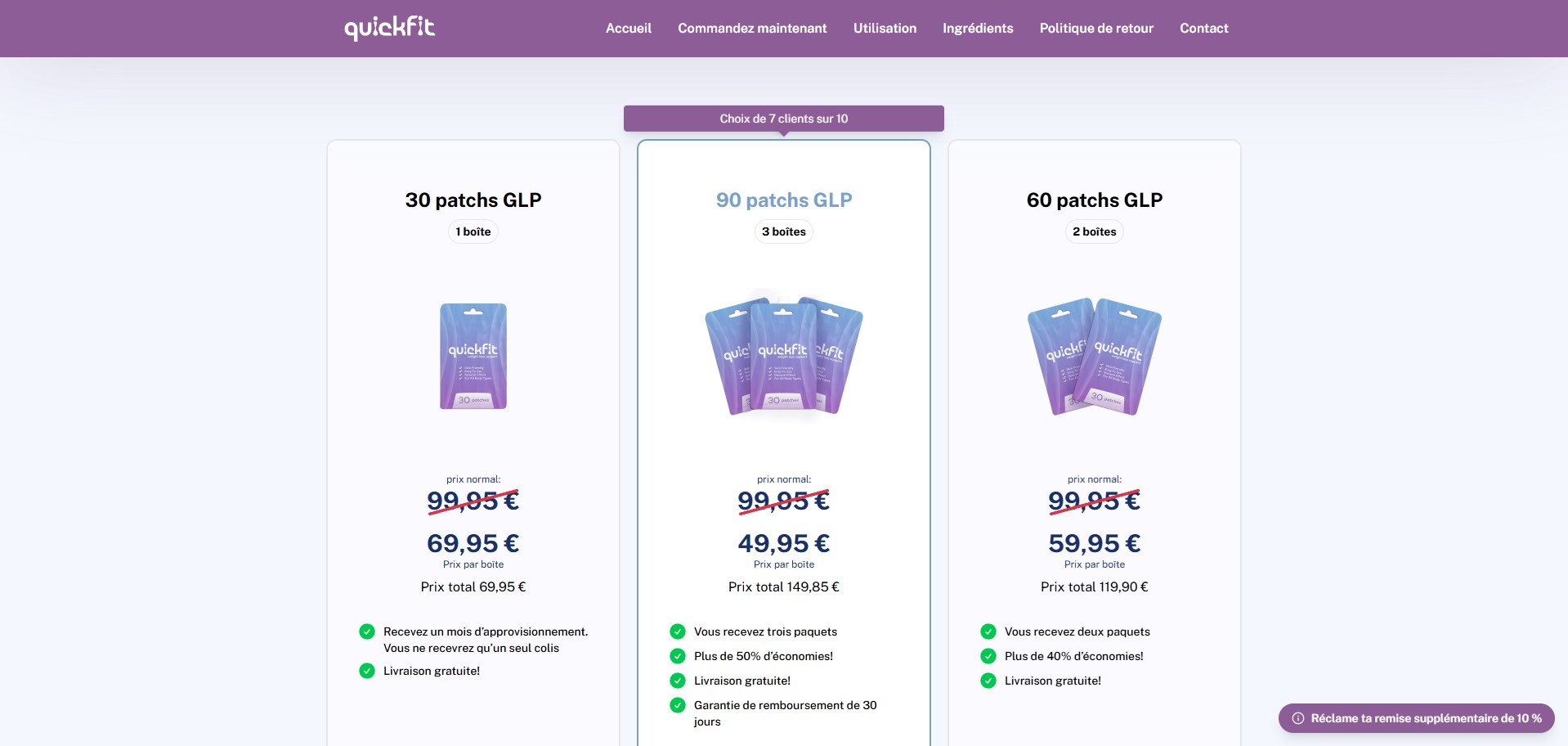 Quickfit Berberine Patch · French Page · High CTC · Direct Checkout Link · Including Checkout Event Tracking · (Nutra / Diet)
