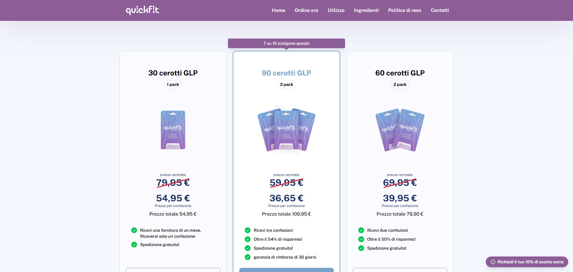 Quickfit Berberine Patch · Italian Page · Direct Checkout Link · Including Checkout Event Tracking · (Nutra / Diet)