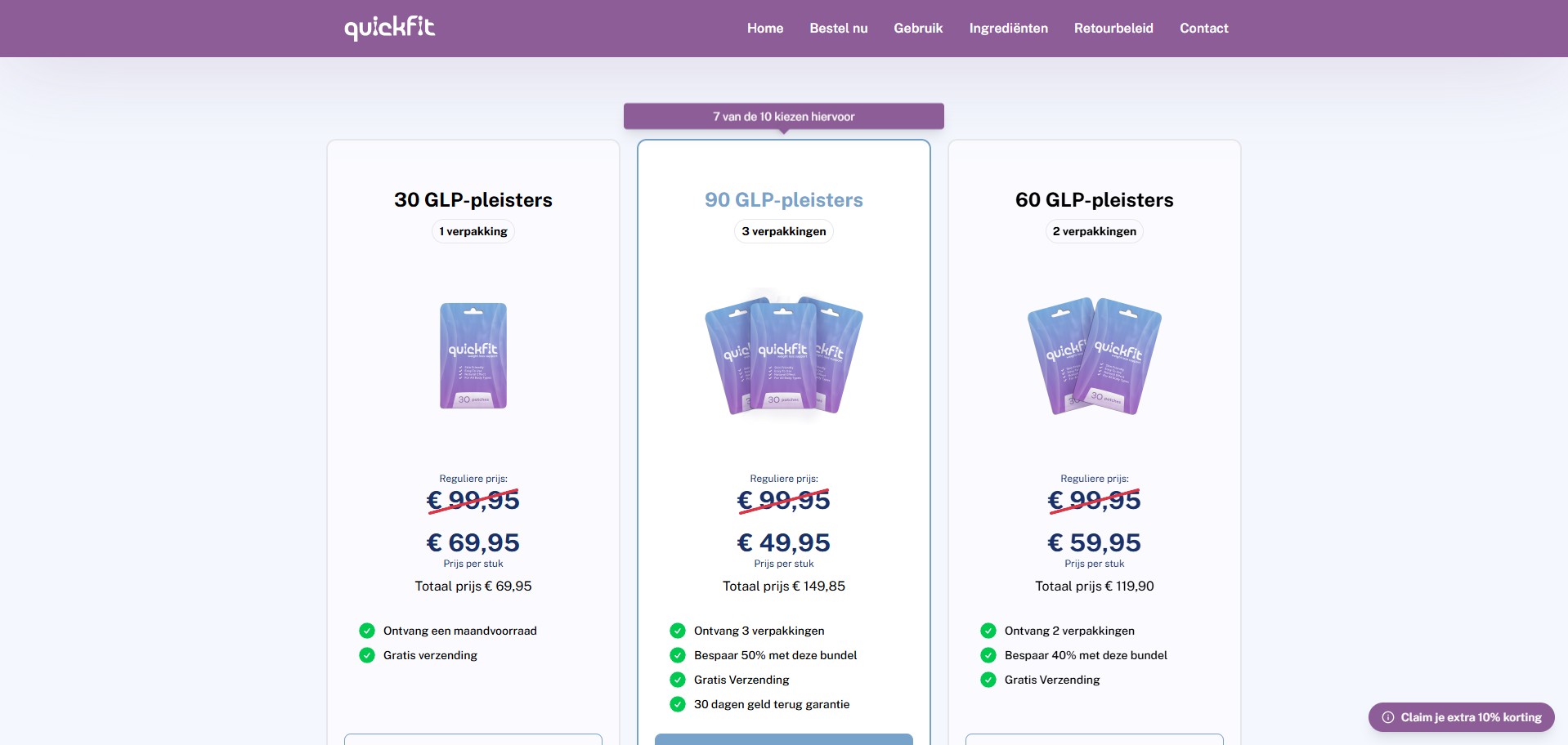 Quickfit Berberine Patch · Dutch Page · High CTC · Direct Checkout Link · Including Checkout Event Tracking · (Nutra / Diet)