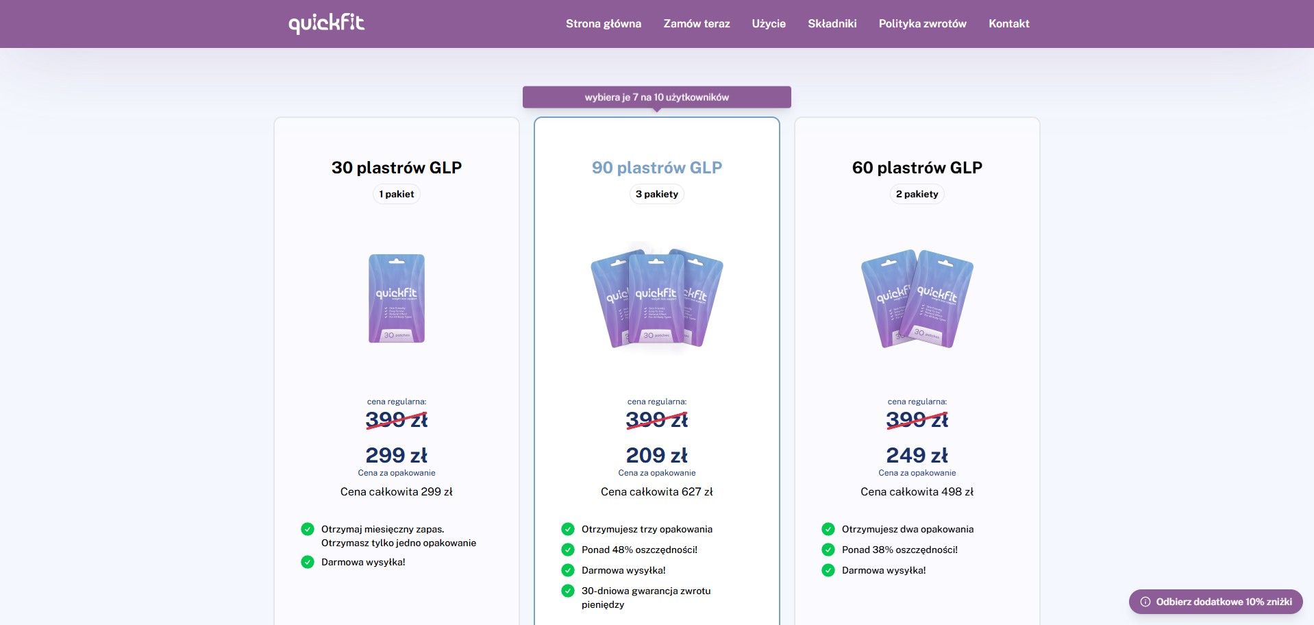 Quickfit Berberine Patch · Polish Page · High CTC · Direct Checkout Link · Including Checkout Event Tracking · (Nutra / Diet)