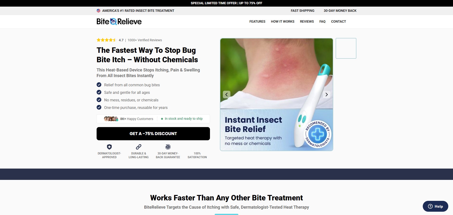 BiteRelieve · CTC $39.99 · Accepts Paypal · Including Checkout Event Tracking · (eCommerce / Product)