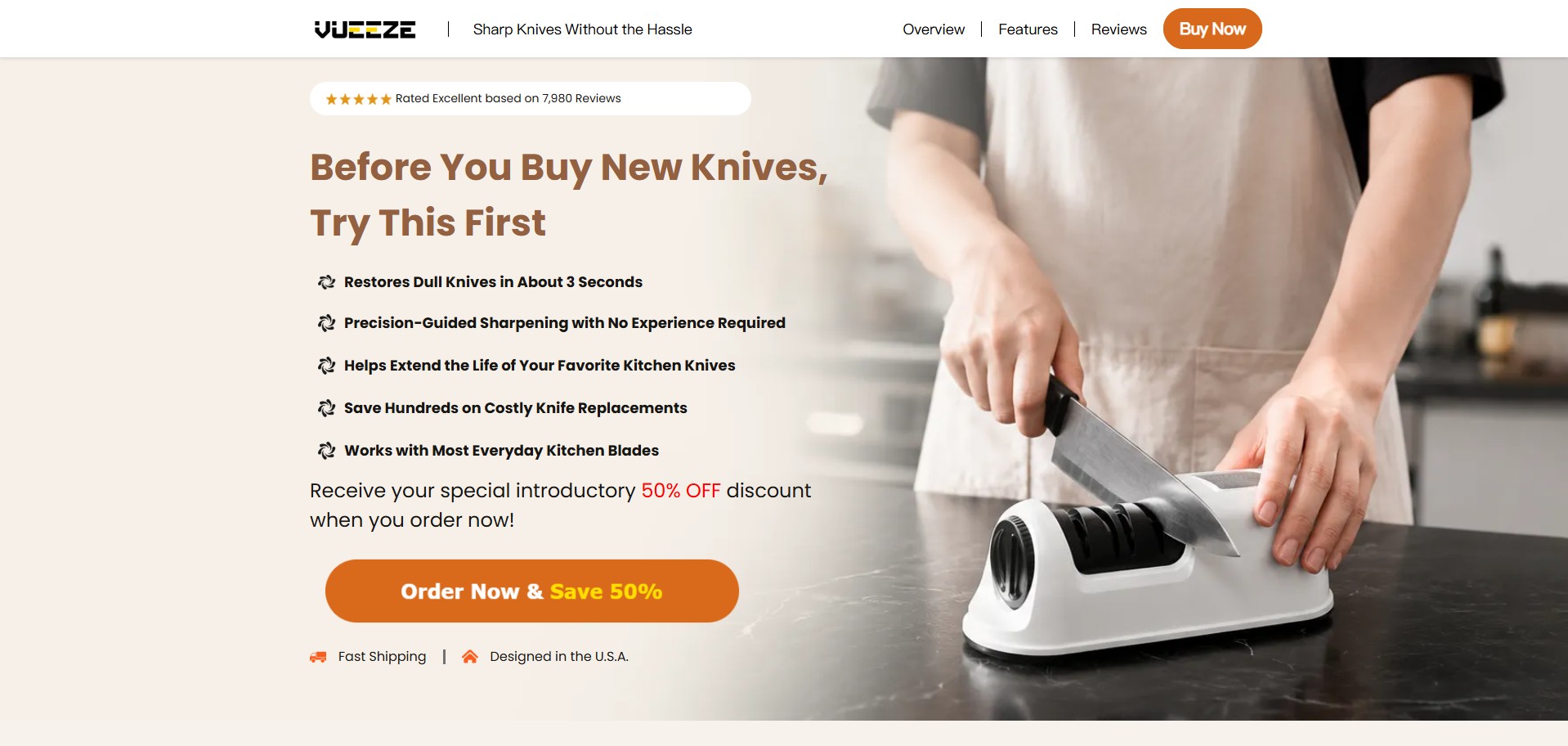 Vueeze TurboSharpener · CTC $39.99 · Accepts Paypal · Including Checkout Event Tracking · (eCommerce / Product)