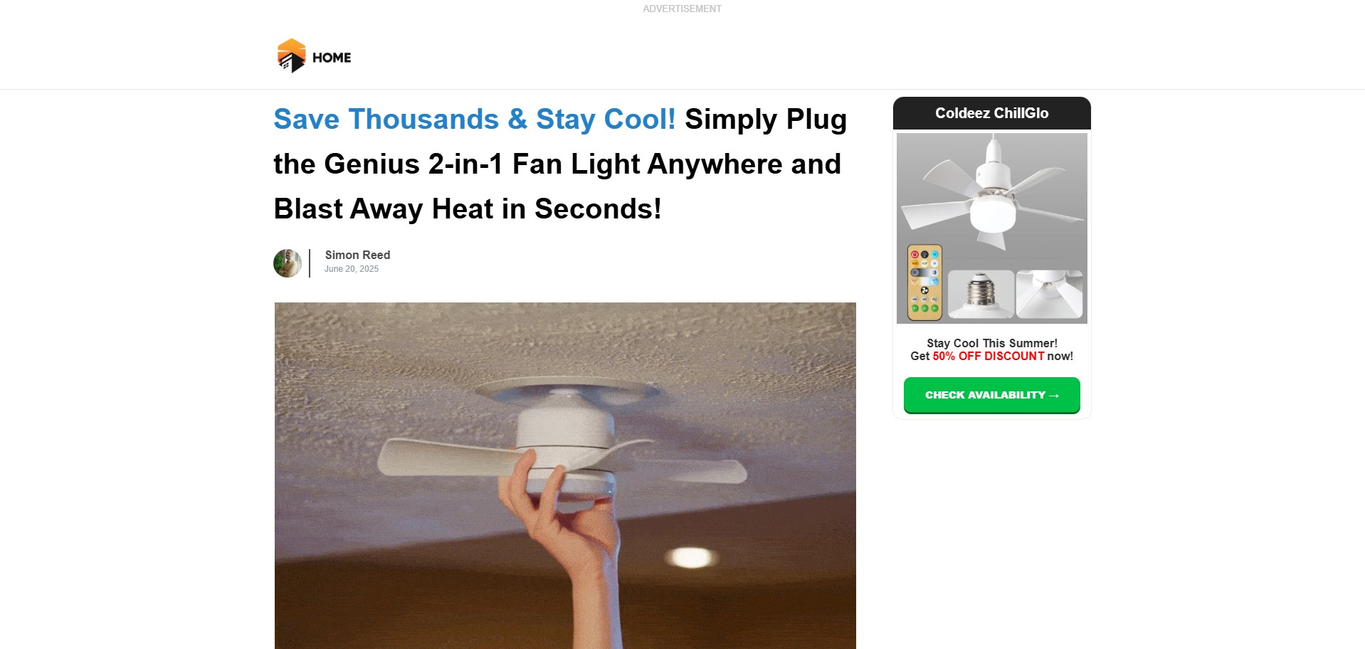Coldeez ChillGlo · CTC $79.99 · Presell Page · Accepts Paypal · Including Checkout Event Tracking · (eCommerce / Product)