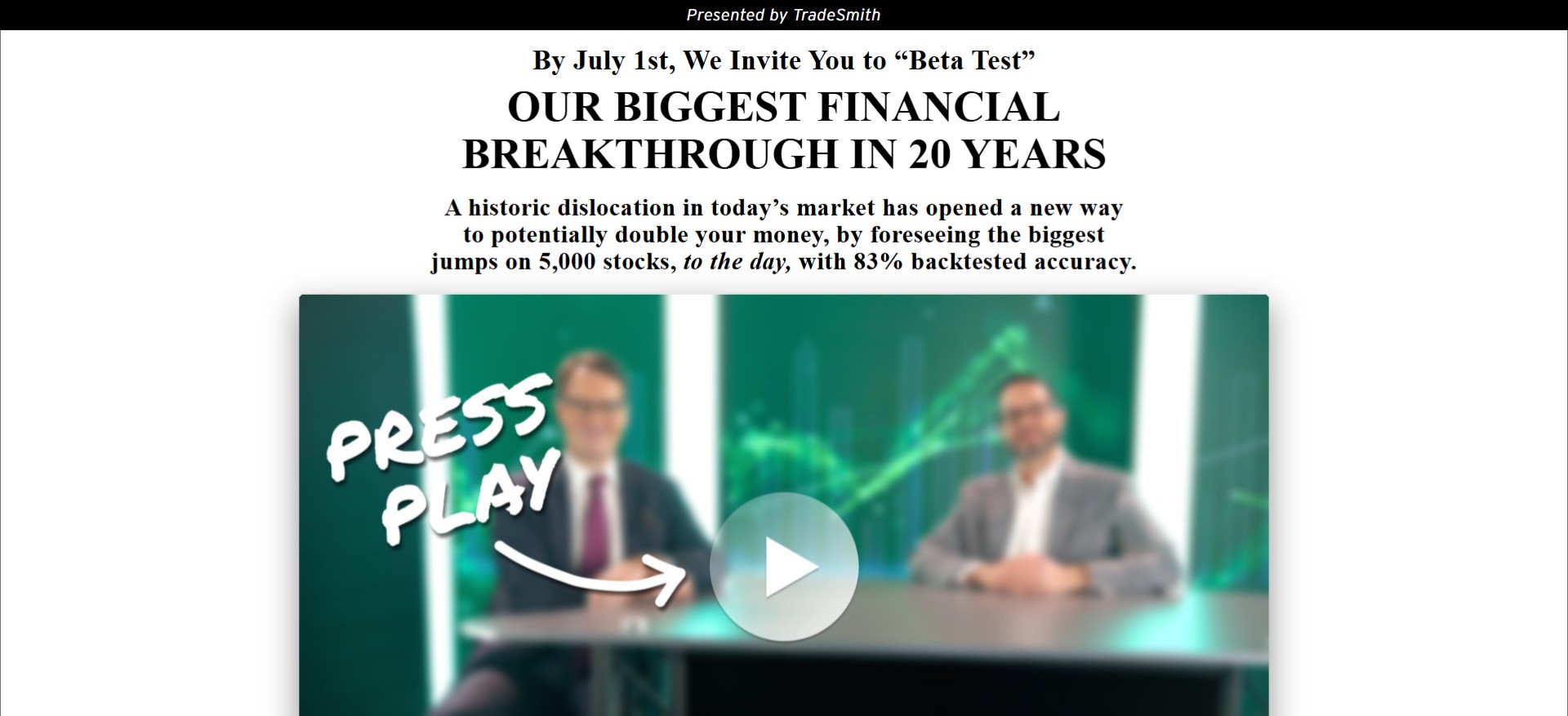 TradeSmith · The Seasonality Investor · VSL · (Biz Opp)