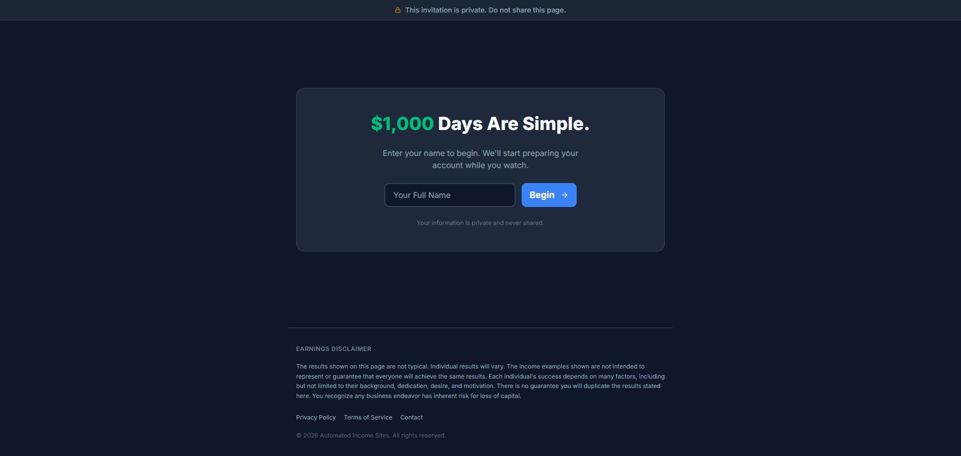 Automated Income Site · CTC $47.00 · VSL · V1 · (Biz Opp)